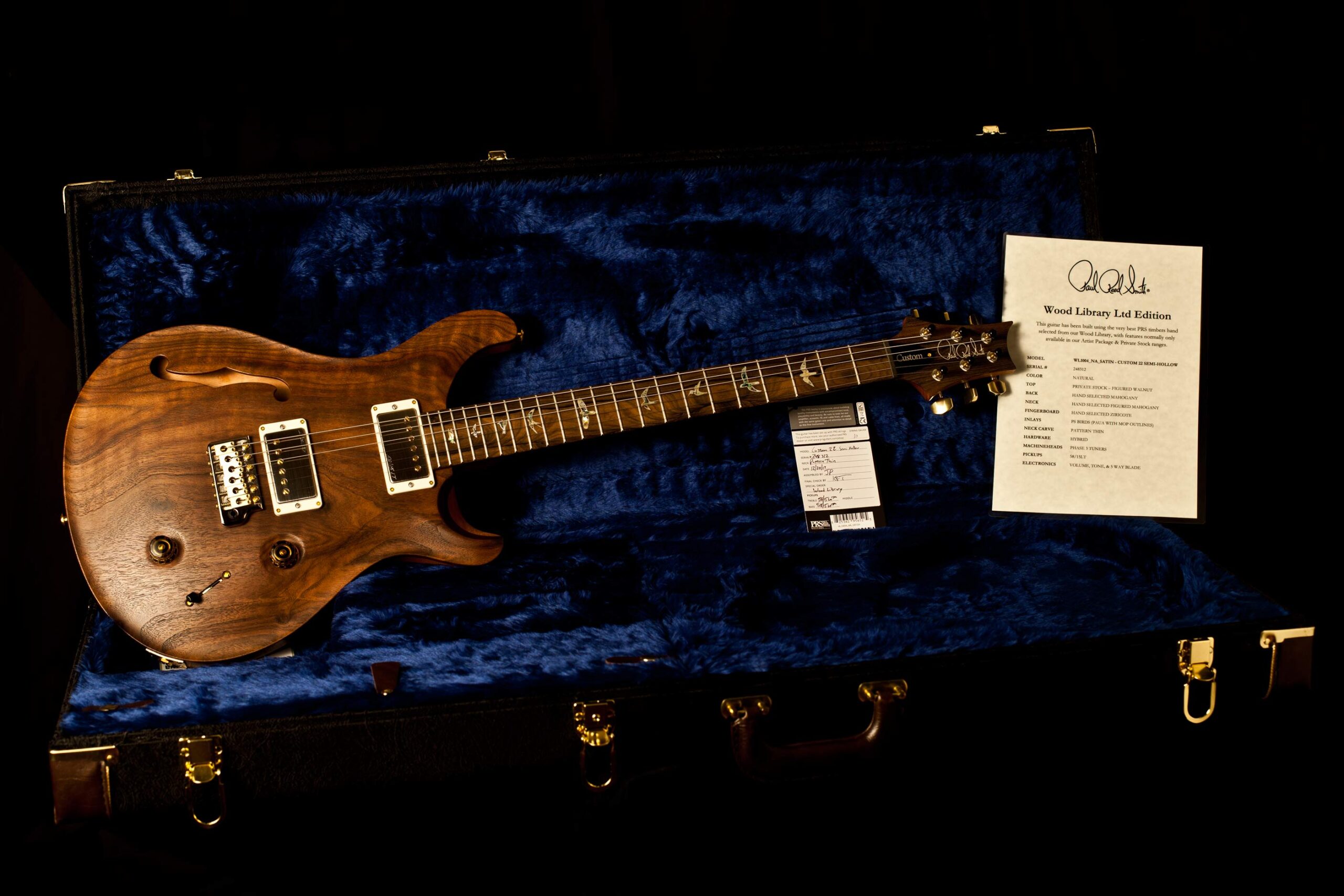 PRS Custom 22 Semi Hollow Satin Walnut "Wood Library Limited Edition" - Image 12