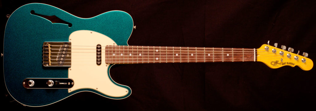 G&L Asat Classic Semi Hollow Turquoise Metal Flake