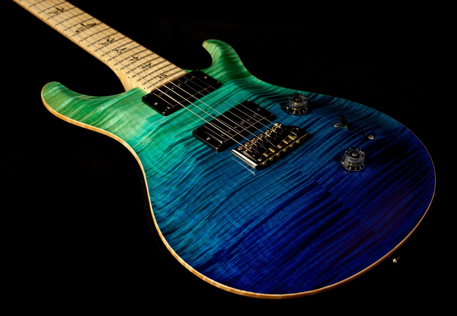 PRS Custom 24 Wood Library 10 Top Faded Blue Smokeburst - Image 6