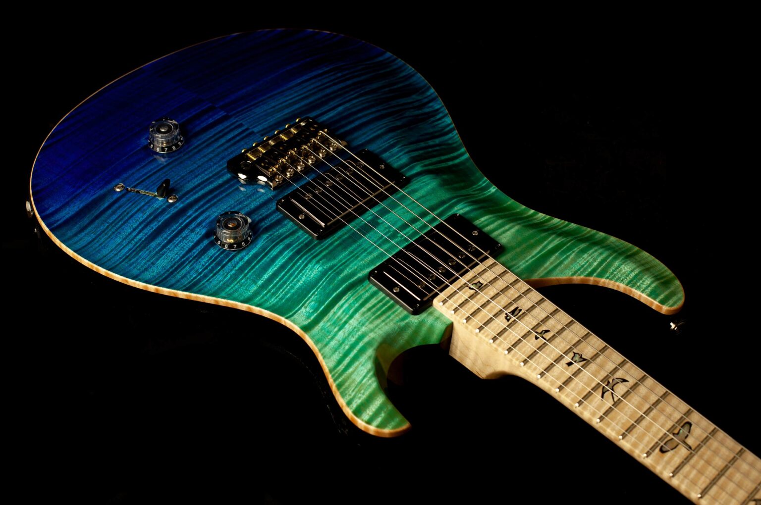 PRS Custom 24 Wood Library 10 Top Faded Blue Smokeburst - Image 7