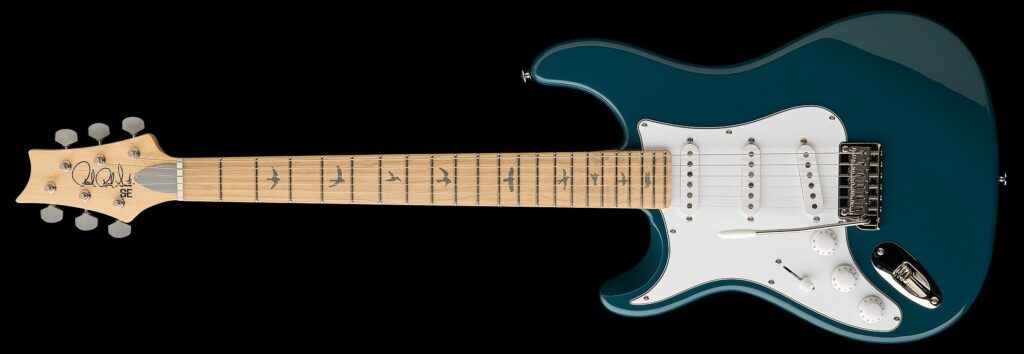 PRS SE Silver Sky Maple "Lefty" Nylon Blue